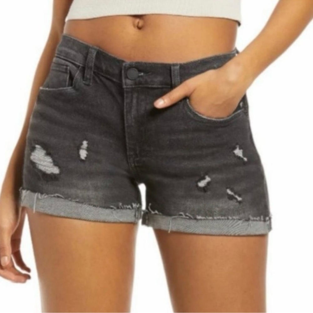 BlankNYC The Fulton Distressed Roll Up Shorts Black Size 31